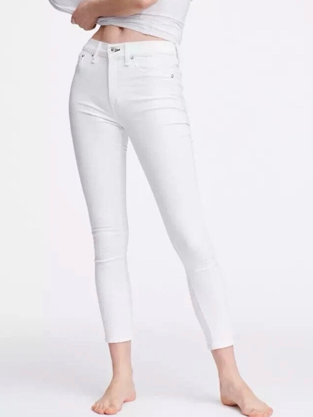 rag & bone High Rise Ankle Skinny Jeans White Size 27